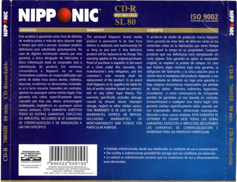 cd-r 80 min 700mb nipponic 1x-52x sl80 - CD Virgem - Magazine Luiza